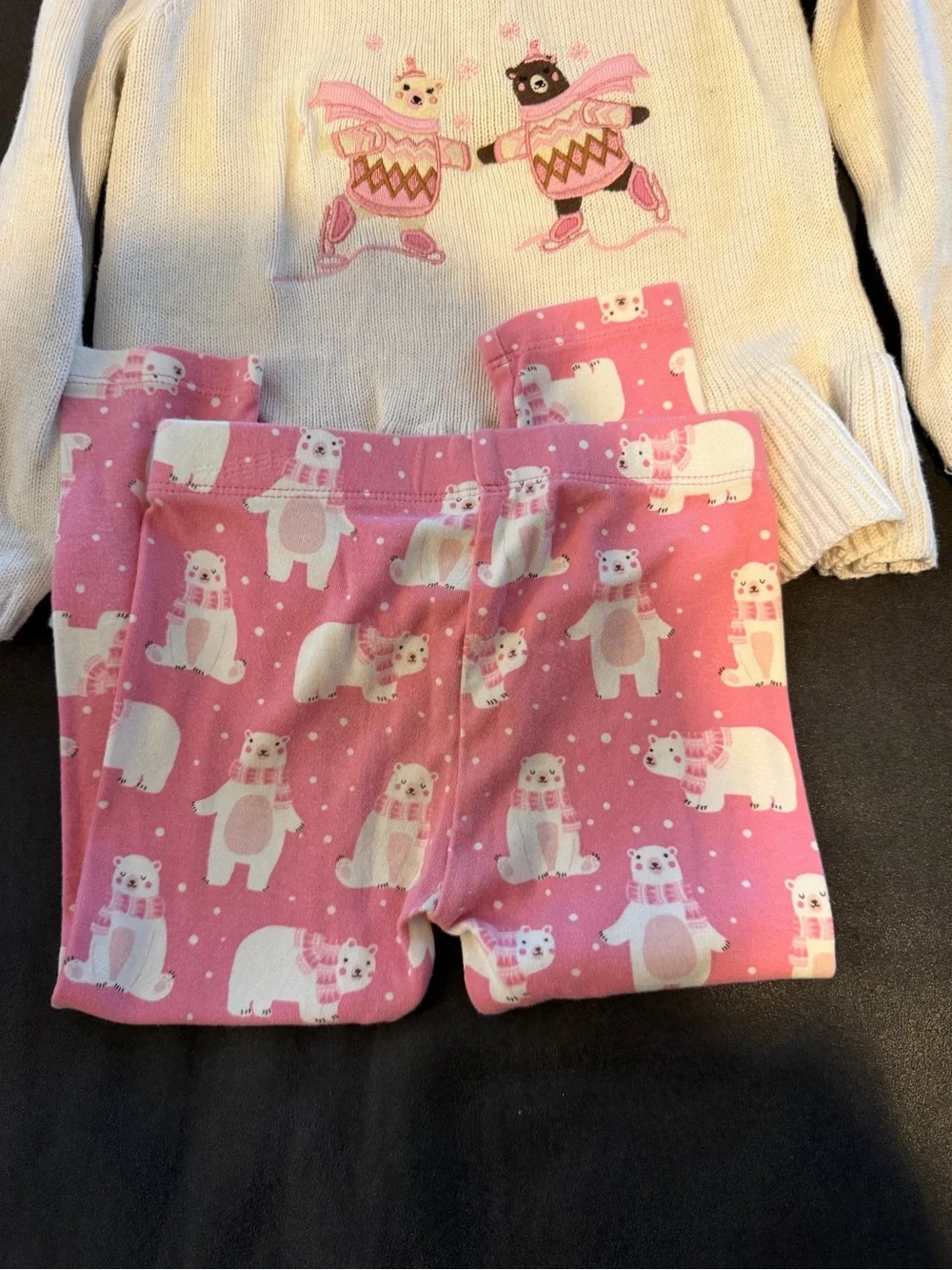 Gymboree Cream Sweater and Pink Polar Bear Leggings Set